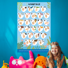 Charger l&#39;image dans la galerie, Affiche - Alphabet en LSF pour enfants (bleu)
