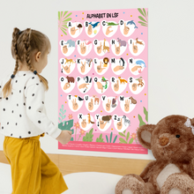 Charger l&#39;image dans la galerie, Affiche - Alphabet en LSF pour enfants (rose)
